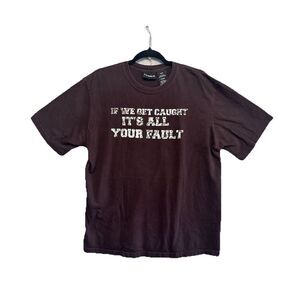 Vintage Y2K No Boundaries T-Shirt Tee Short Sleeves Skater Size Mens Large Brown